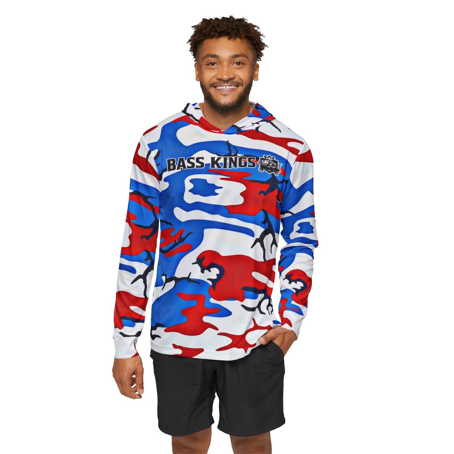 Red White Blue Men's Fishing Shirt (Hoodie)