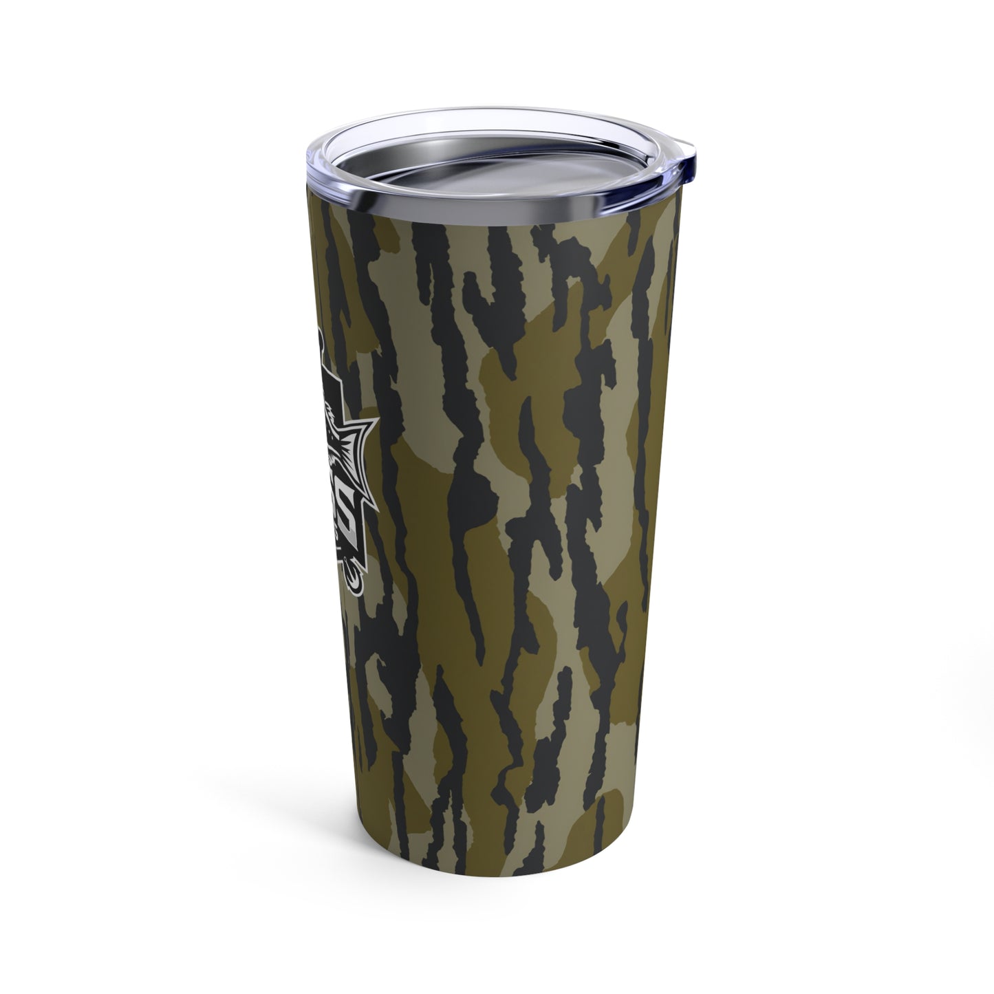 Bass Kings Camo Tumbler, Stainless Steel 20oz, Fishing Cup, Gift for Fishermen, Camouflage Drinkware, Outdoor Enthusiast Mug