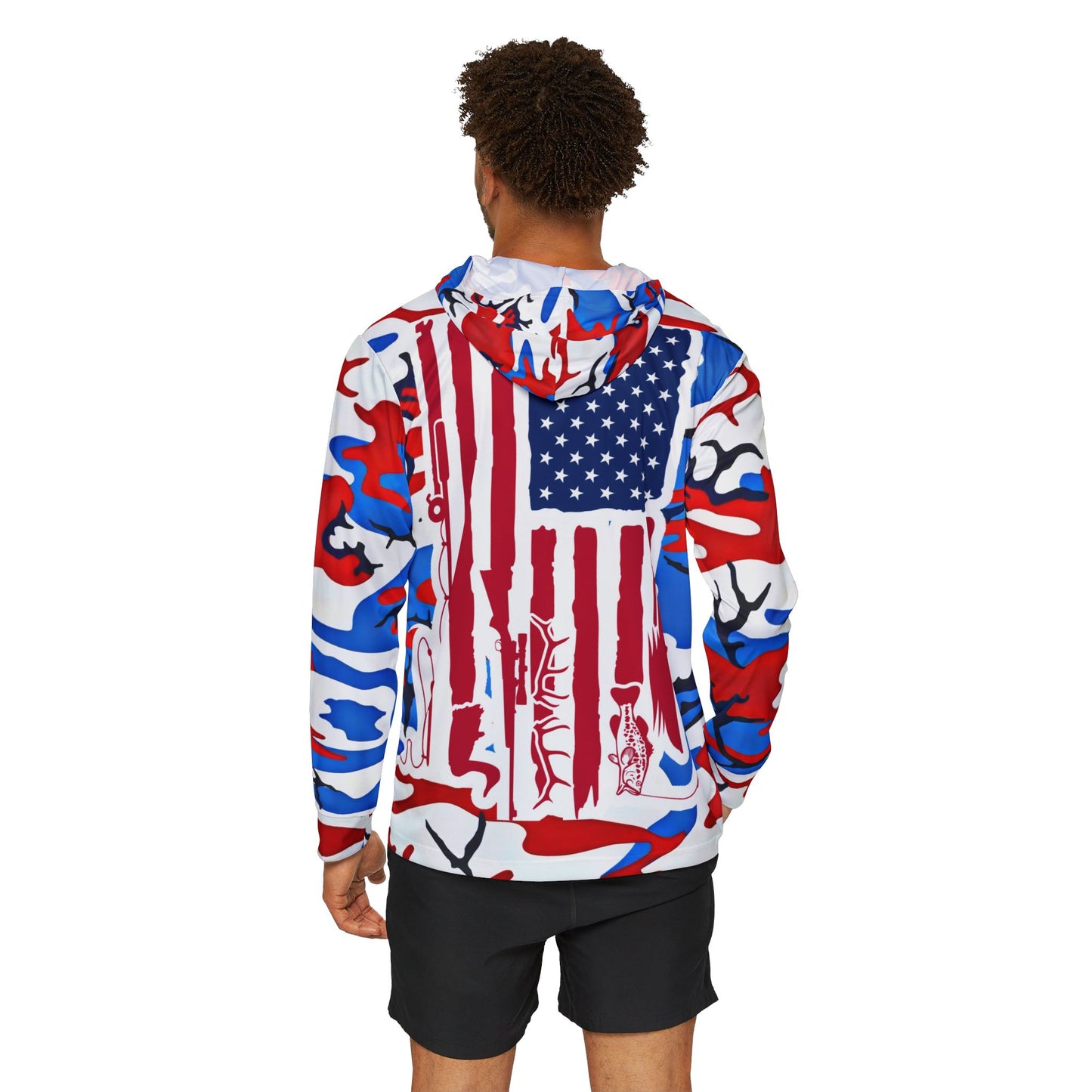 Red White Blue Men's Fishing Shirt (Hoodie)