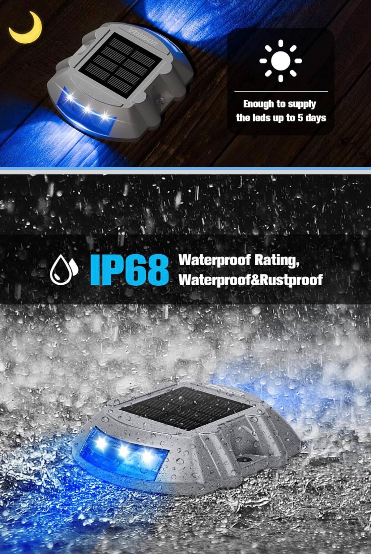 Bass Kings Solar Dock & Deck Lights – Blue, Green & White LED