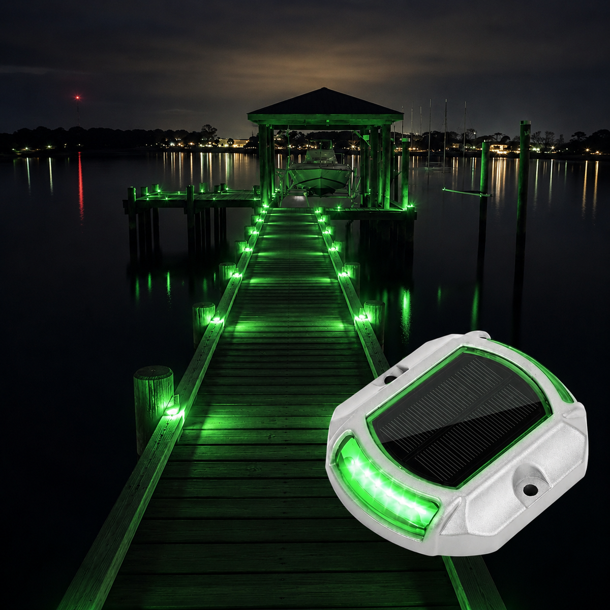 Complete Dock Light Kit – 12 Solar Dock Lights + 2 Underwater Fishing Lights + 24-Hour Timer
