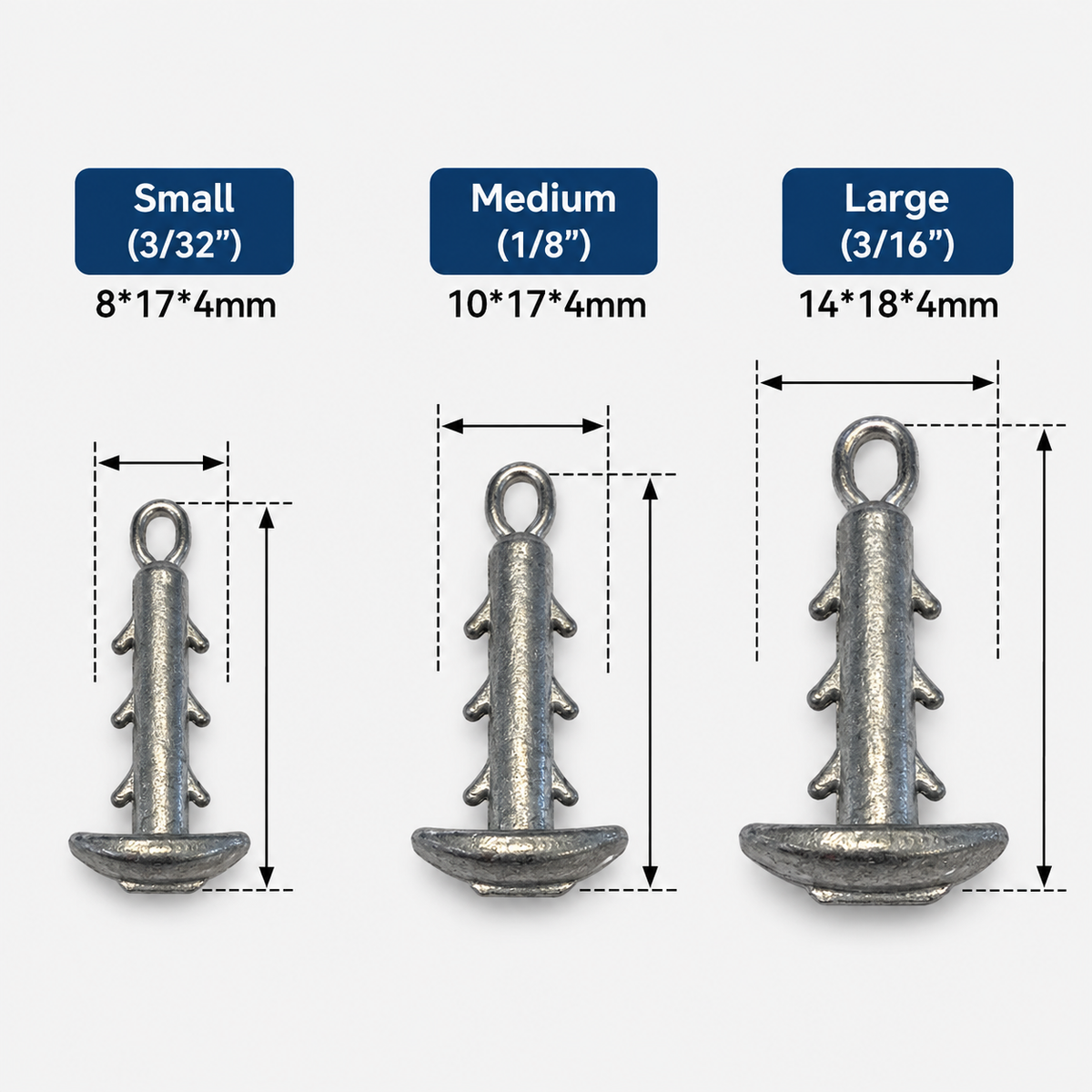 Bass Kings Urchin Bait Anchor Sinker Size Chart - Small Medium Large