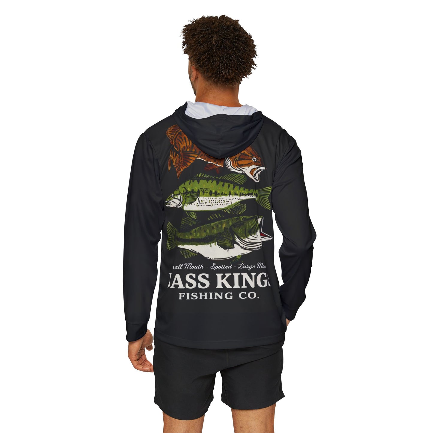 Bass Kings Fishing Co. UPF Performance Hooded Fishing Shirt – Smallmouth, Spotted & Largemouth Bass Edition High Quality