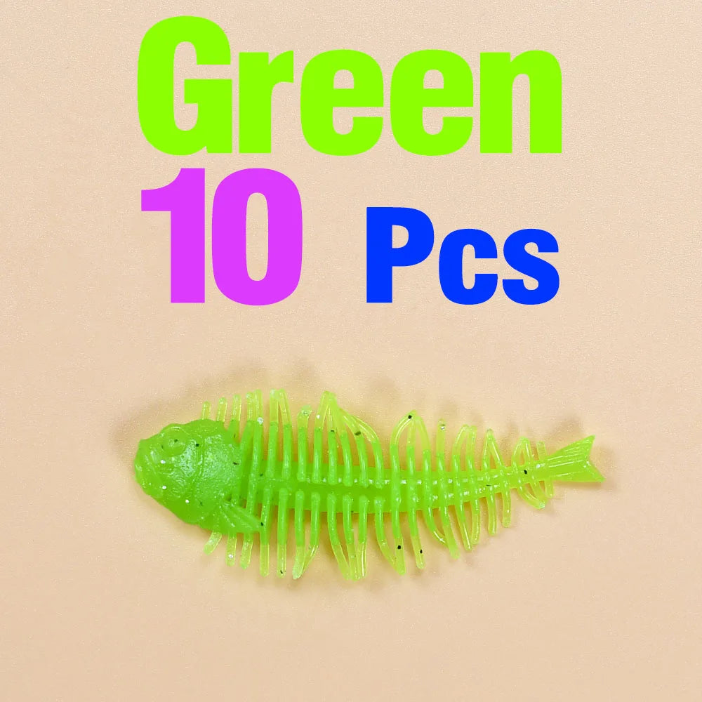 Bass Kings 10Pcs Pesca Fish Bone High Elasticity Biomimetic Silicone Soft Shad Fishing Bass Lure