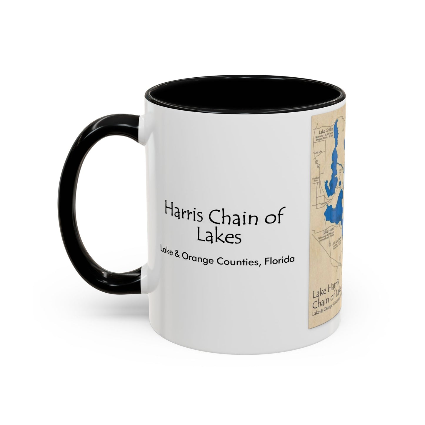Harris Chain of Lakes Coffee Mug – Vintage Lake Map Accent Mug (11/15oz)