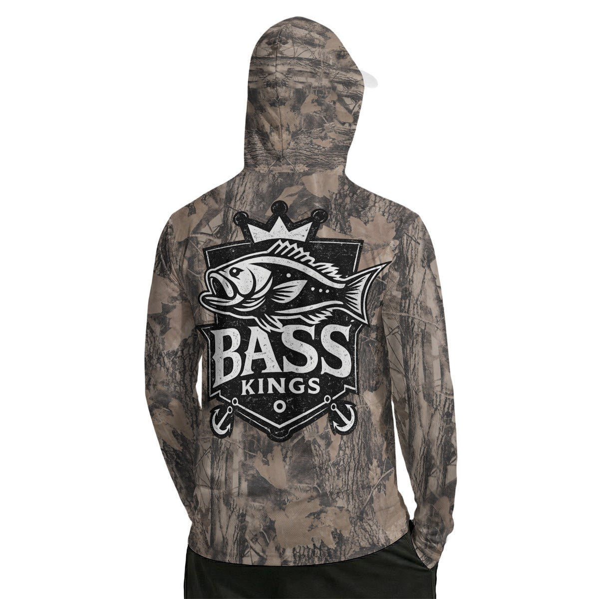 Bass Kings Camo Performance Fishing Hoodie | UPF 50+ Long Sleeve Sun Shirt