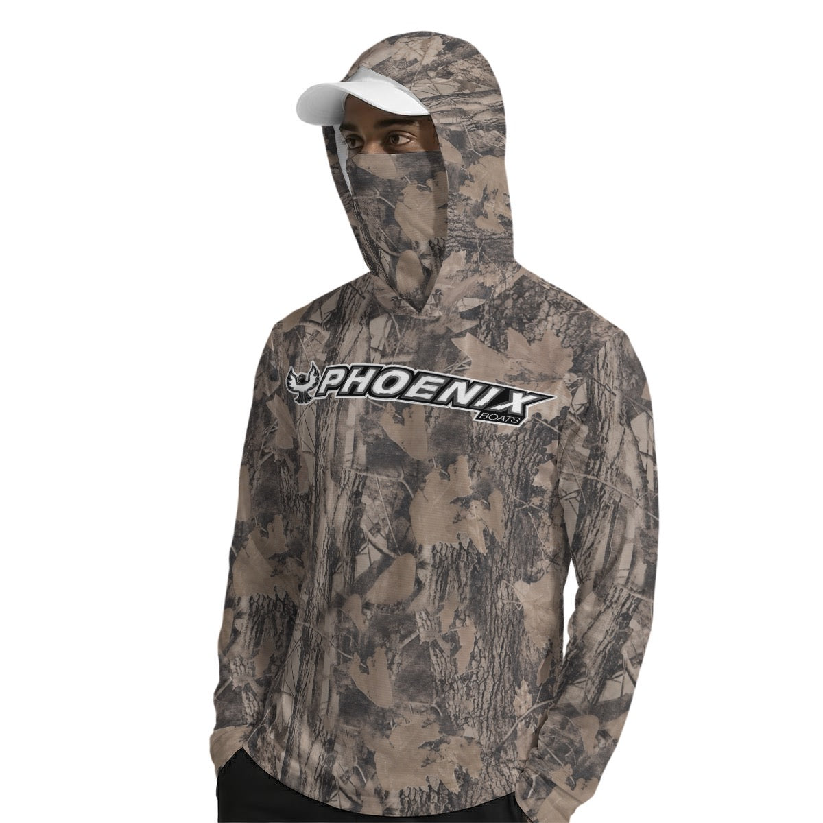 Phoenix Boats Performance Hooded Fishing Shirt | Lightweight UPF Sun Hoodie | Camo