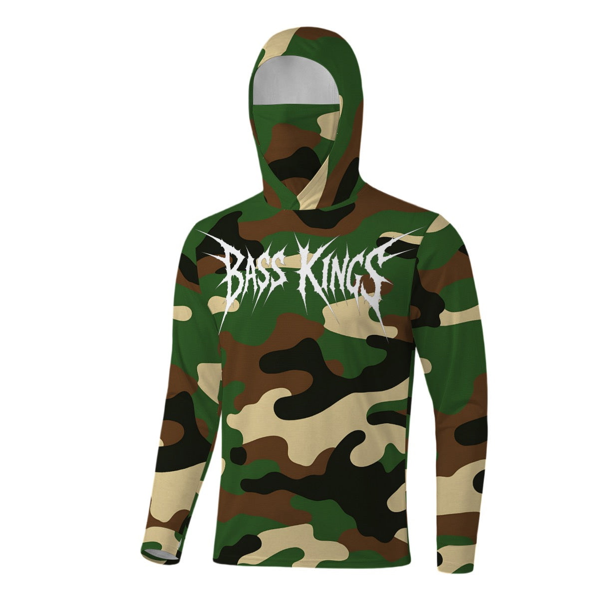 Bass Kings™ Stealth Camo Performance Sun Hoodie with Built-In Face Mask