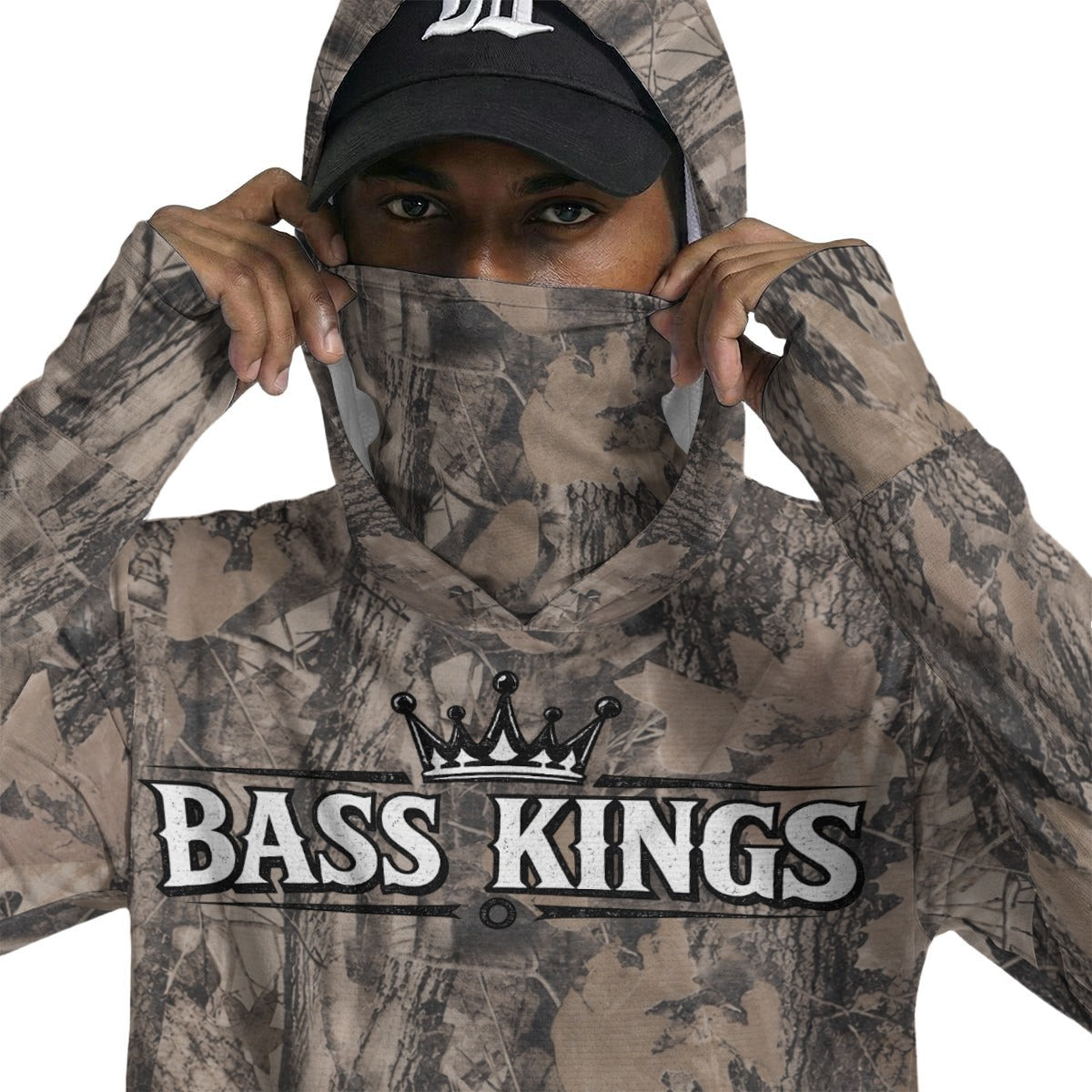 Bass Kings Camo Performance Fishing Hoodie | UPF 50+ Long Sleeve Sun Shirt