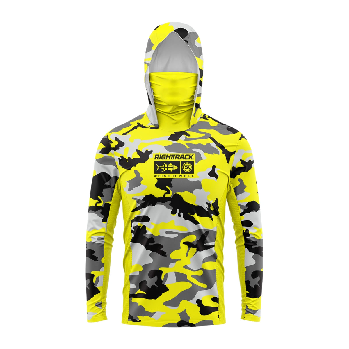 Men’s Saltwater Fishing Shirt Long Sleeve UPF Sun Protection Hoodie with Face Mask