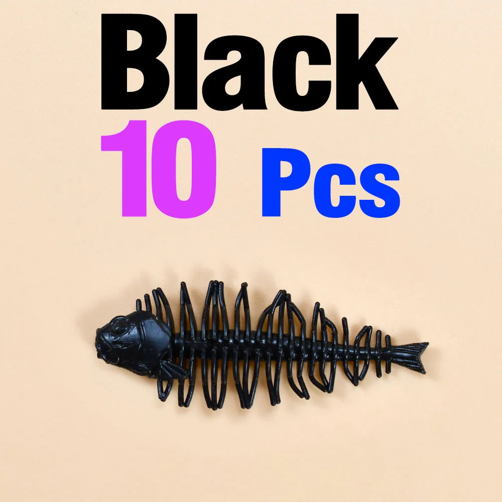 Bass Kings 10Pcs Pesca Fish Bone High Elasticity Biomimetic Silicone Soft Shad Fishing Bass Lure