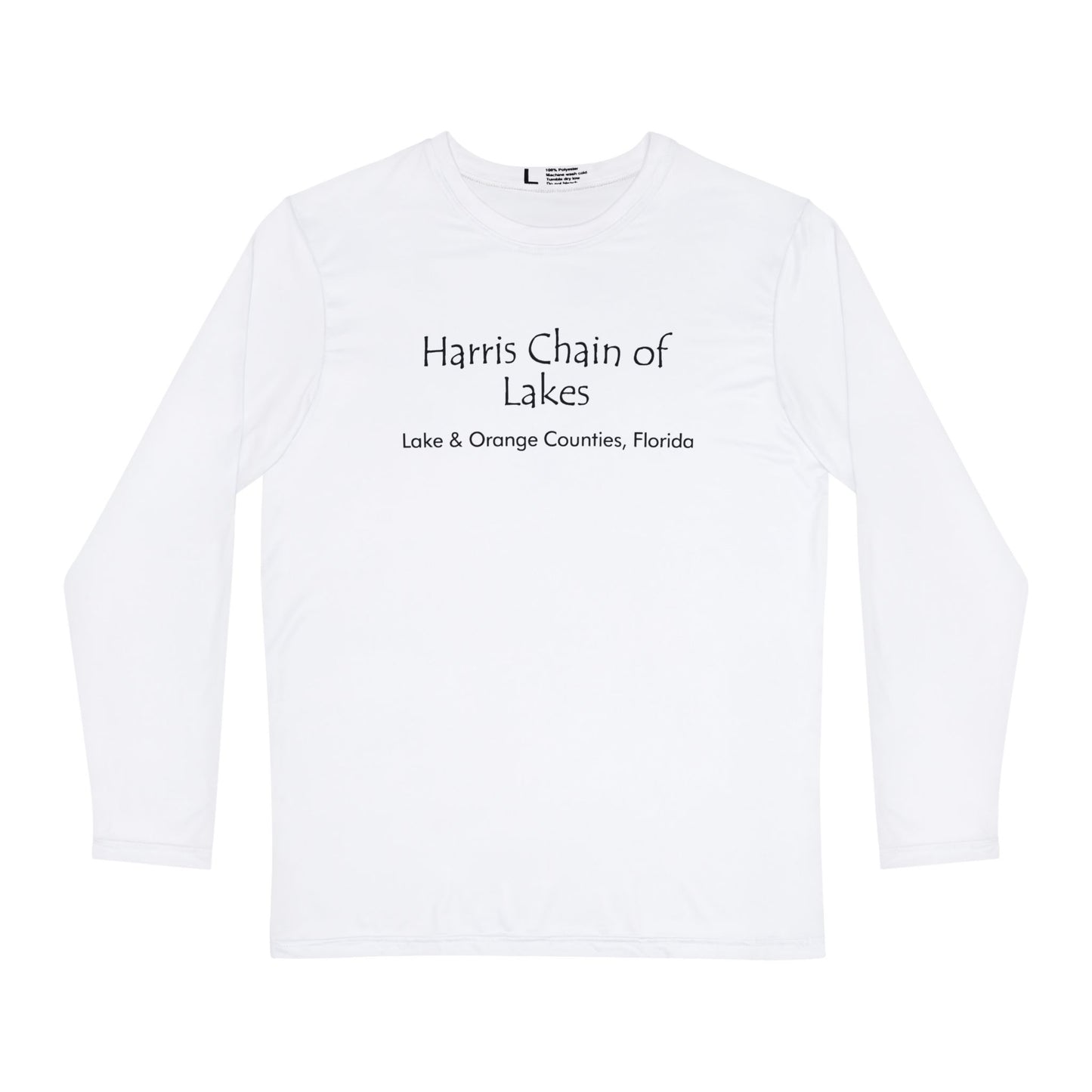 Lake Harris Chain of Lakes Long Sleeve Shirt  High Quality— Vintage Map Water-Print Tee White Unisex