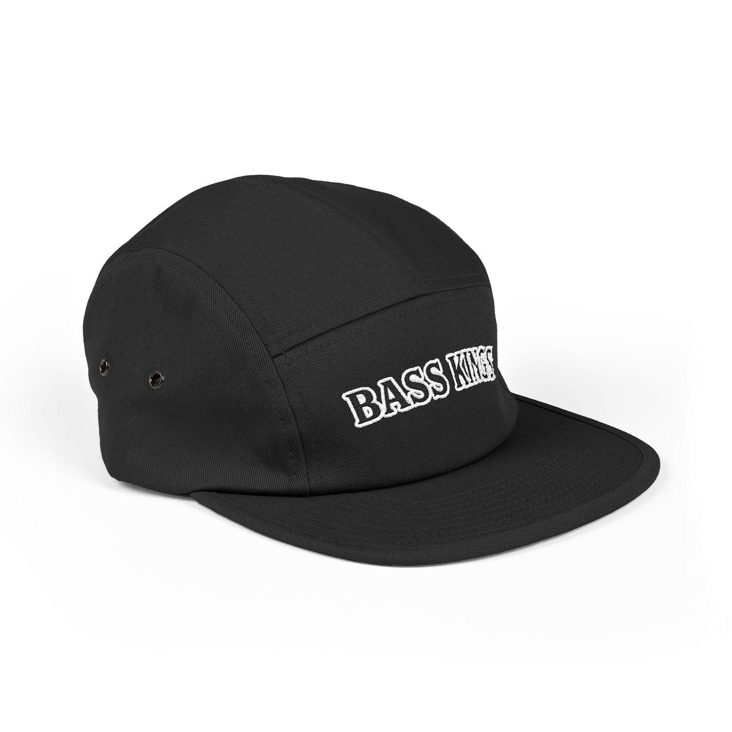 Bass Kings Embroidered 5-Panel Cap — Fishing Hat with Fish Back Logo