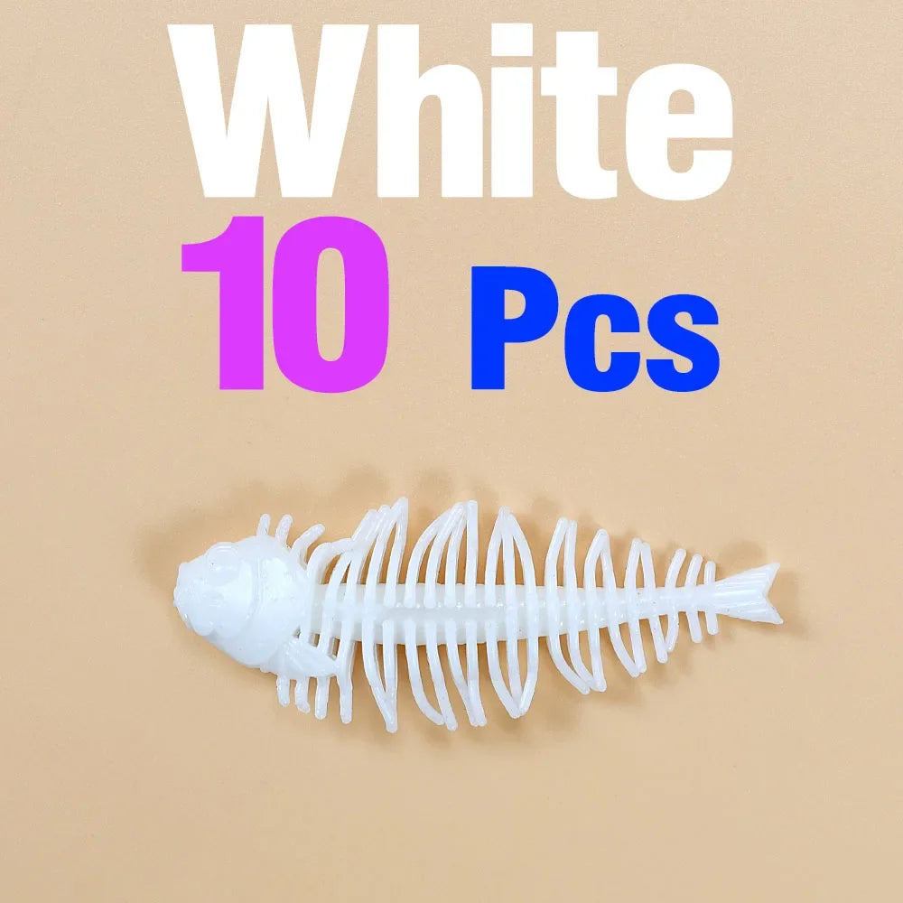 Bass Kings 10Pcs Pesca Fish Bone High Elasticity Biomimetic Silicone Soft Shad Fishing Bass Lure