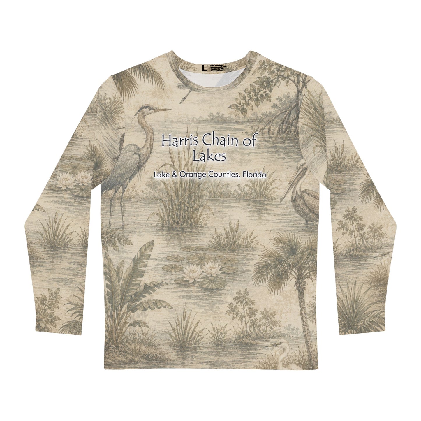Copy of Lake Harris Chain of Lakes Long Sleeve Shirt  High Quality— Vintage Map Water-Print Tee White Unisex