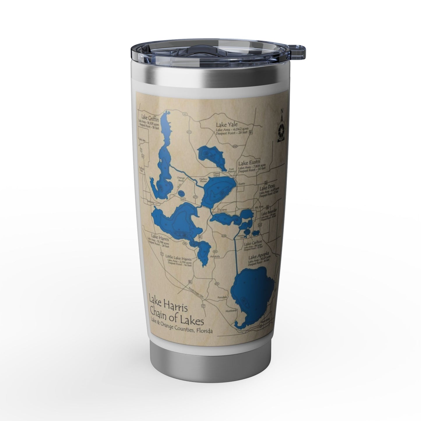Harris Chain of Lakes Map 20oz Tumbler
