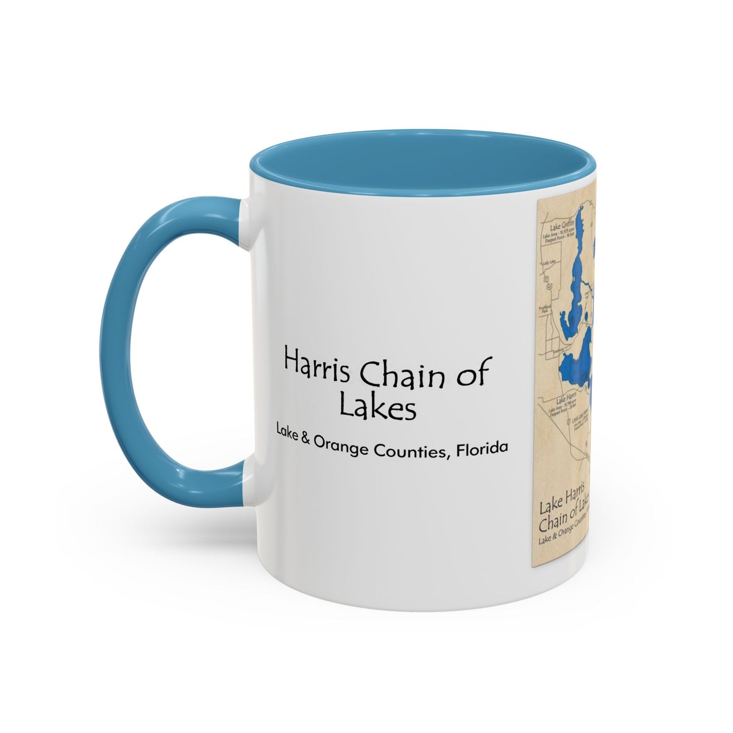 Harris Chain of Lakes Coffee Mug – Vintage Lake Map Accent Mug (11/15oz)