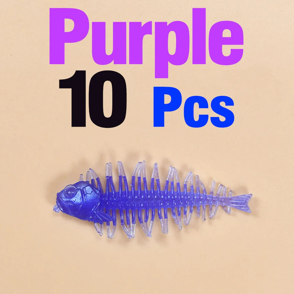 Bass Kings 10Pcs Pesca Fish Bone High Elasticity Biomimetic Silicone Soft Shad Fishing Bass Lure