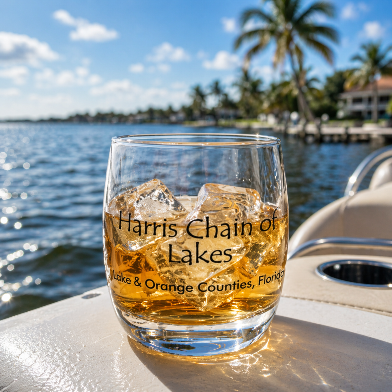 Harris Chain of Lakes Whiskey Glass – Lake & Orange Counties, Florida