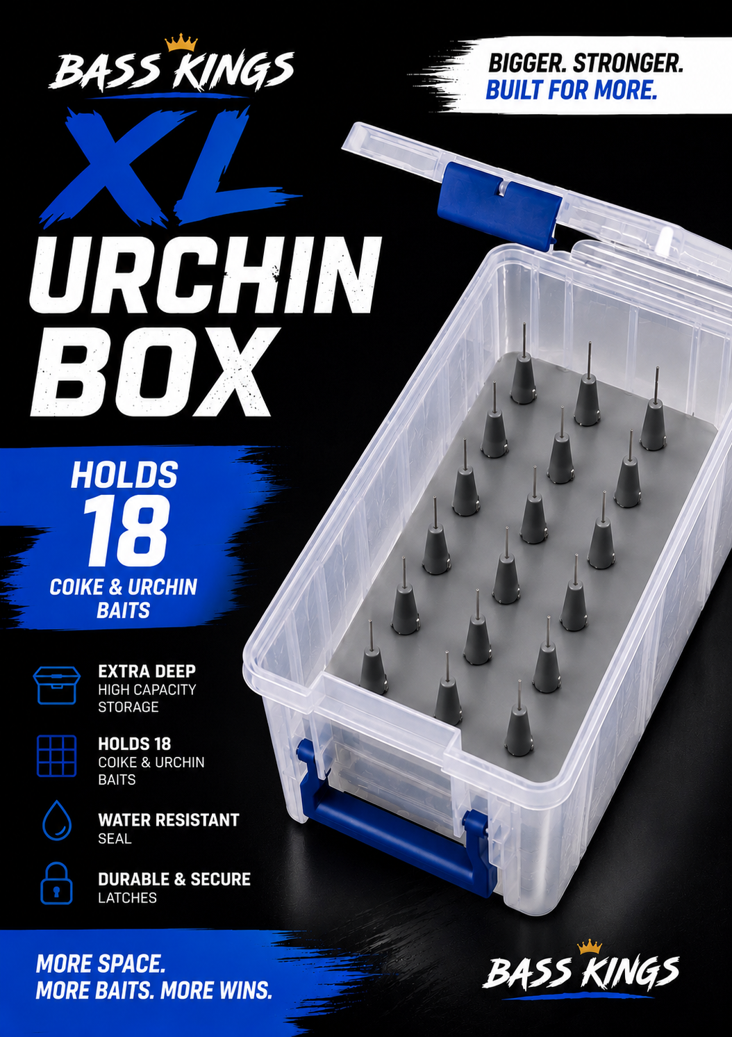 Bass Kings XL Urchin Coike Customizable Box – Holds Up to 50 Small Urchins or 18 Large Urchins