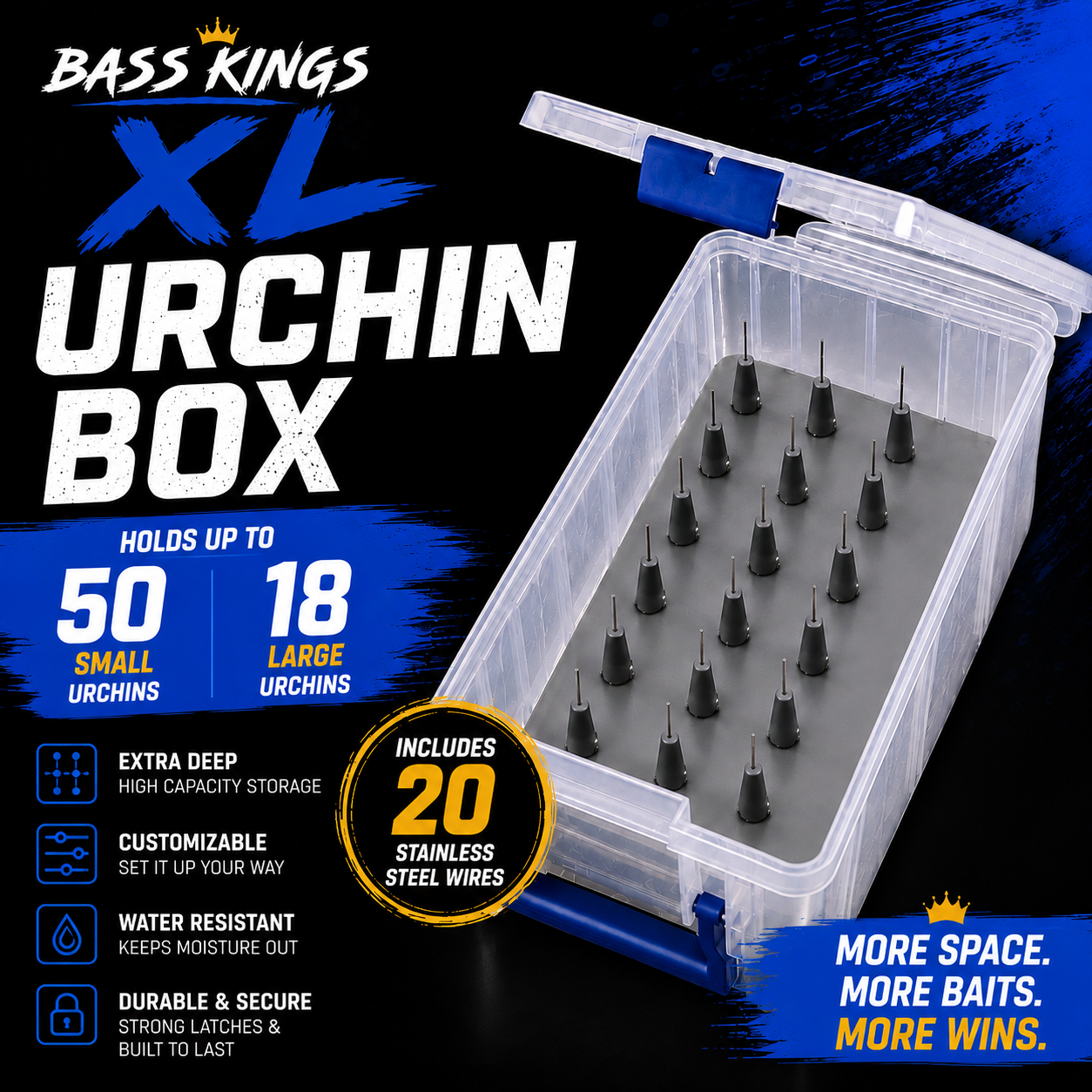 Bass Kings XL Urchin Coike Customizable Box – Holds Up to 50 Small Urchins or 18 Large Urchins