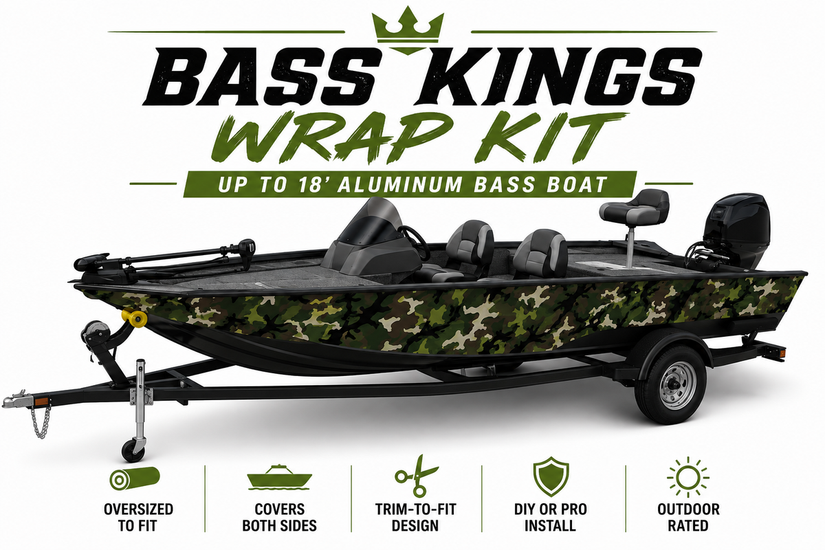 Bass Kings 18’ Aluminum Bass Boat Wrap Kit – Tracker Pro Team 175, Ranger RT178, Xpress & More