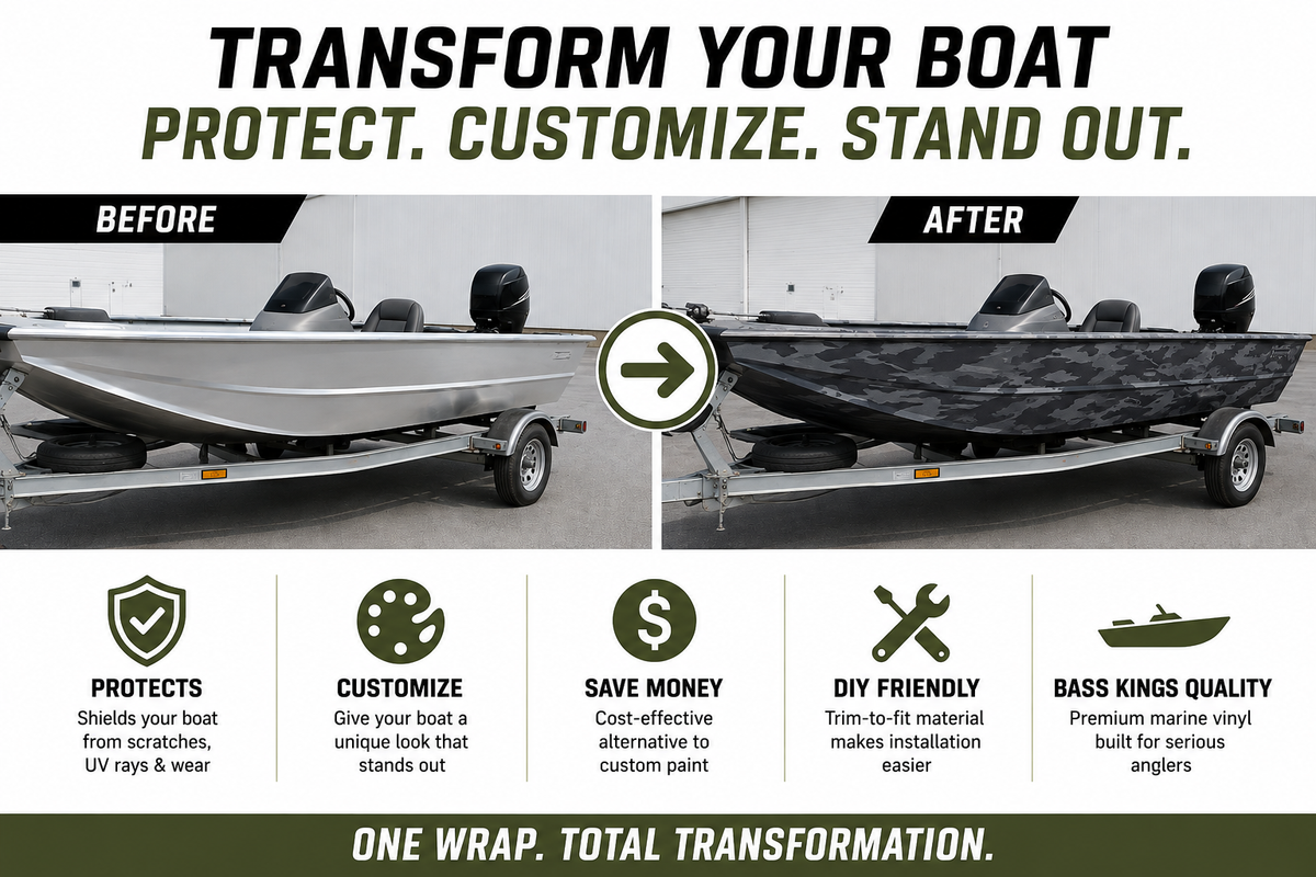 Bass Kings 18’ Aluminum Bass Boat Wrap Kit – Tracker Pro Team 175, Ranger RT178, Xpress & More