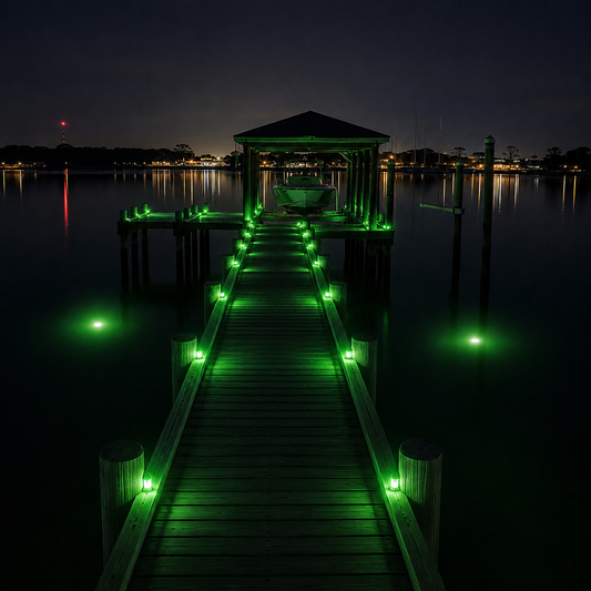 Complete Dock Light Kit – 12 Solar Dock Lights + 2 Underwater Fishing Lights + 24-Hour Timer