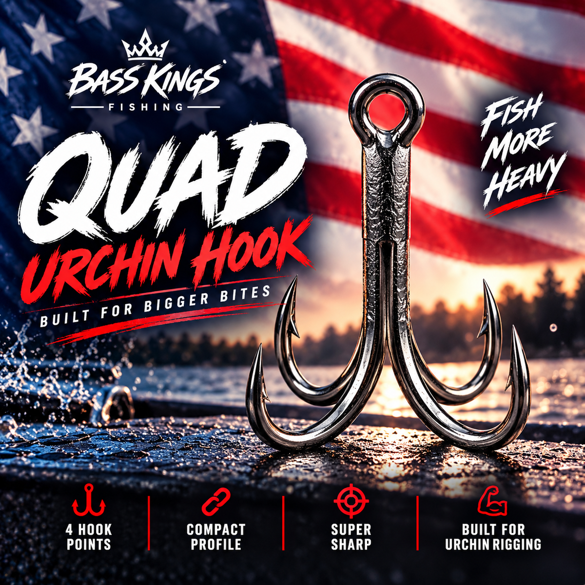 Bass Kings Quad Urchin Hook Coike Hook – 2 Pack | Size #6 & #8
