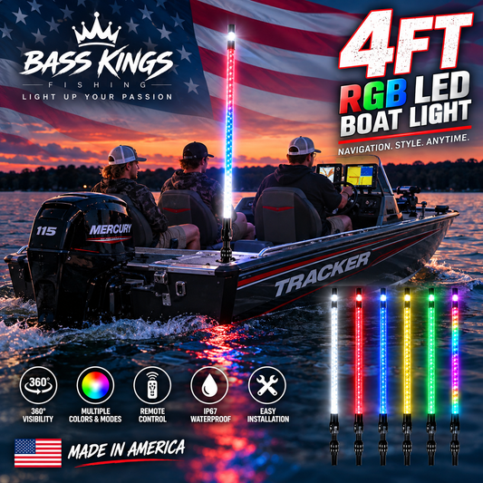 Bass Kings 4FT RGB 360° LED Boat Stern Light – Remote Controlled