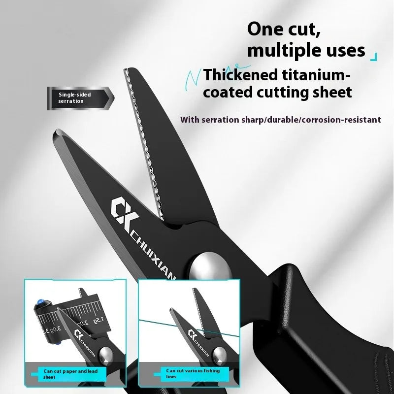 Portable titanium plated fishing scissors for hanging strings, PE line fishing line, Dali Ma stainless steel lure scissors