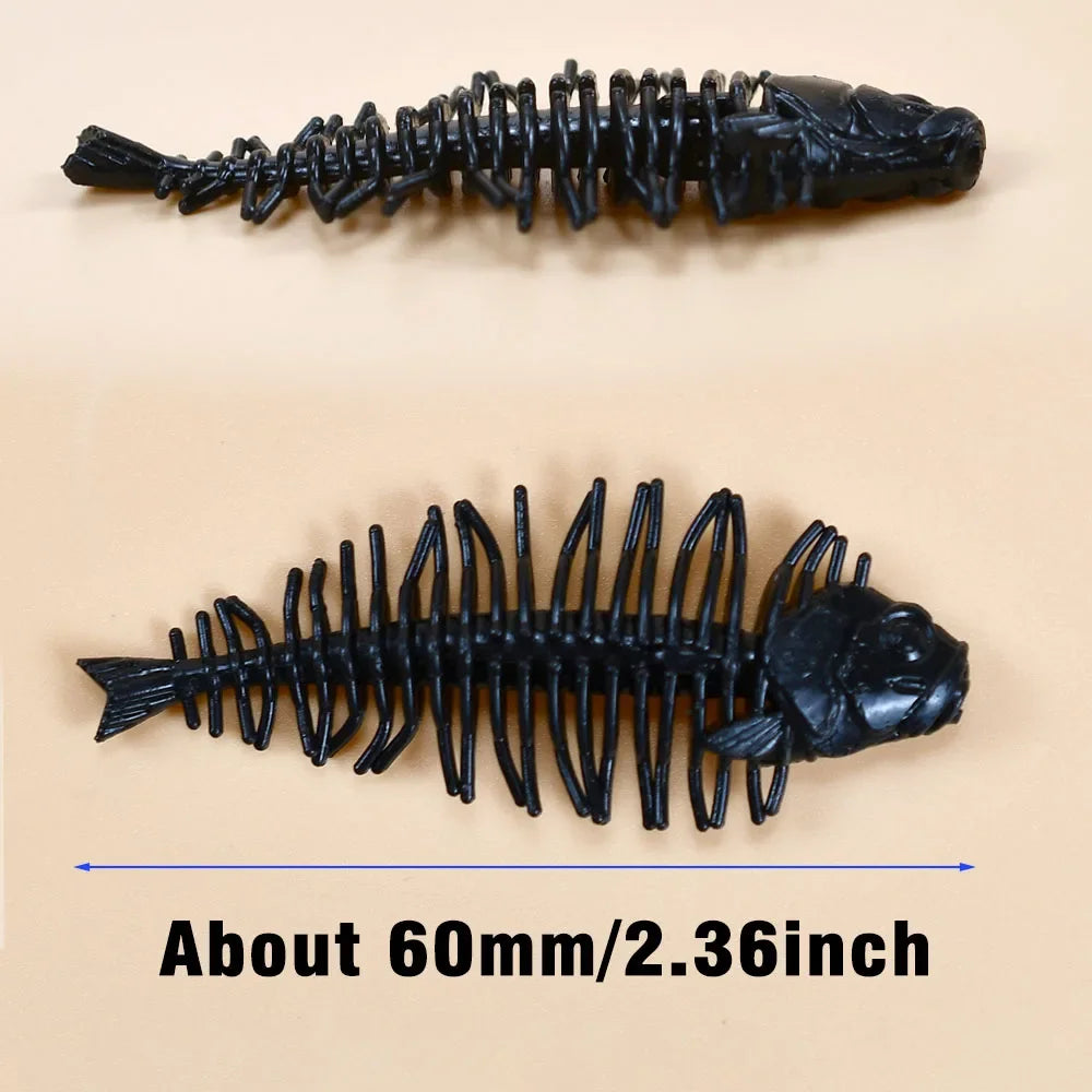 Bass Kings 10Pcs Pesca Fish Bone High Elasticity Biomimetic Silicone Soft Shad Fishing Bass Lure