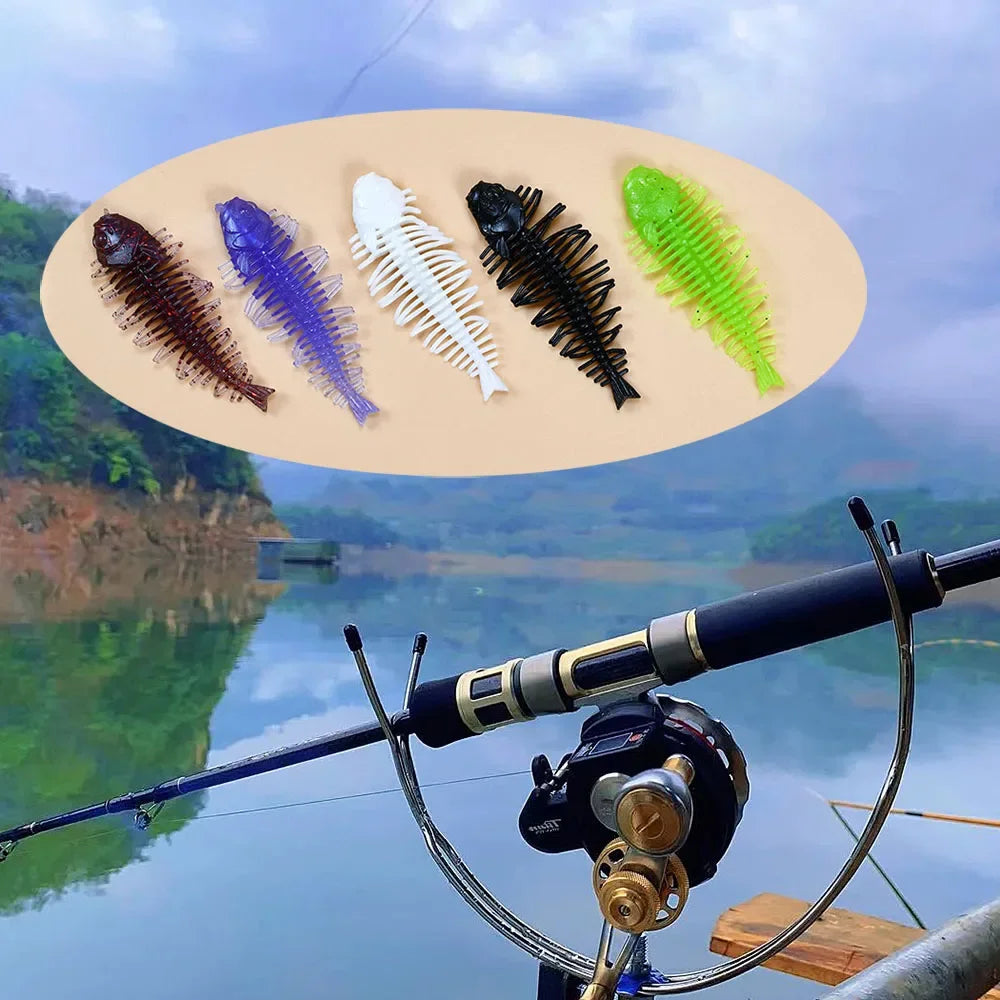 Bass Kings 10Pcs Pesca Fish Bone High Elasticity Biomimetic Silicone Soft Shad Fishing Bass Lure