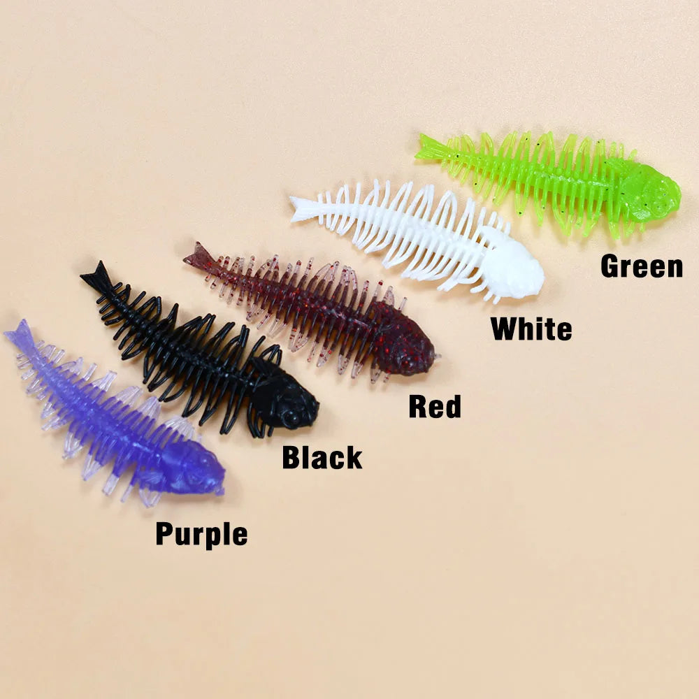Bass Kings 10Pcs Pesca Fish Bone High Elasticity Biomimetic Silicone Soft Shad Fishing Bass Lure