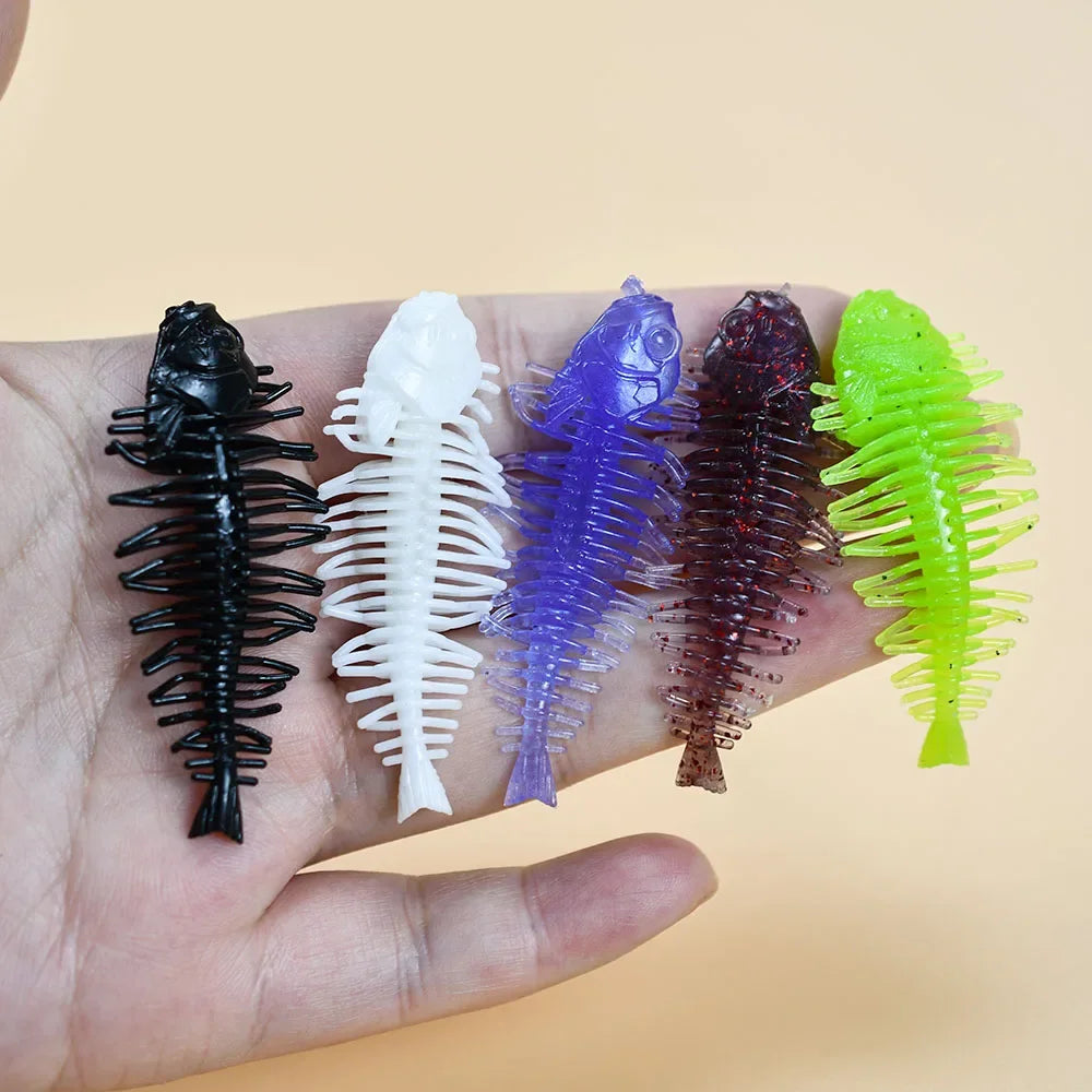 Bass Kings 10Pcs Pesca Fish Bone High Elasticity Biomimetic Silicone Soft Shad Fishing Bass Lure