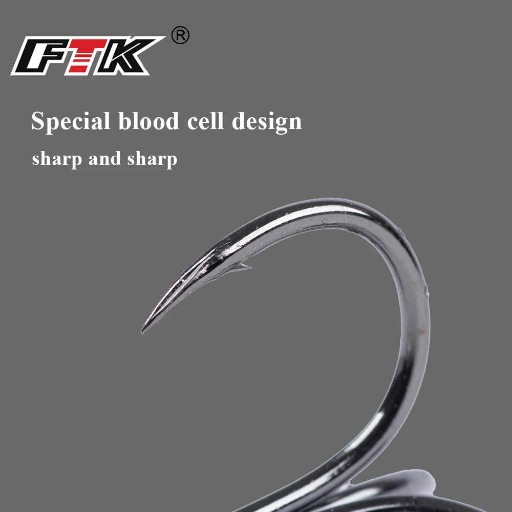 FTK Urchin Hooks Size #2 15-20PCS Treble Fishing Hooks Coike Hooks