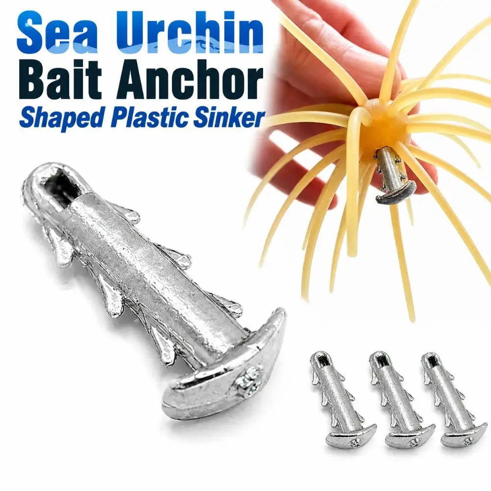 1PC Anti-Slip Sea Urchin Bait Anchor 3/16oz 1/8oz 3/32oz Shaped Sinker Stable with Locking Hook Sea Urchin Bait Hook Tool Integrated Plastic