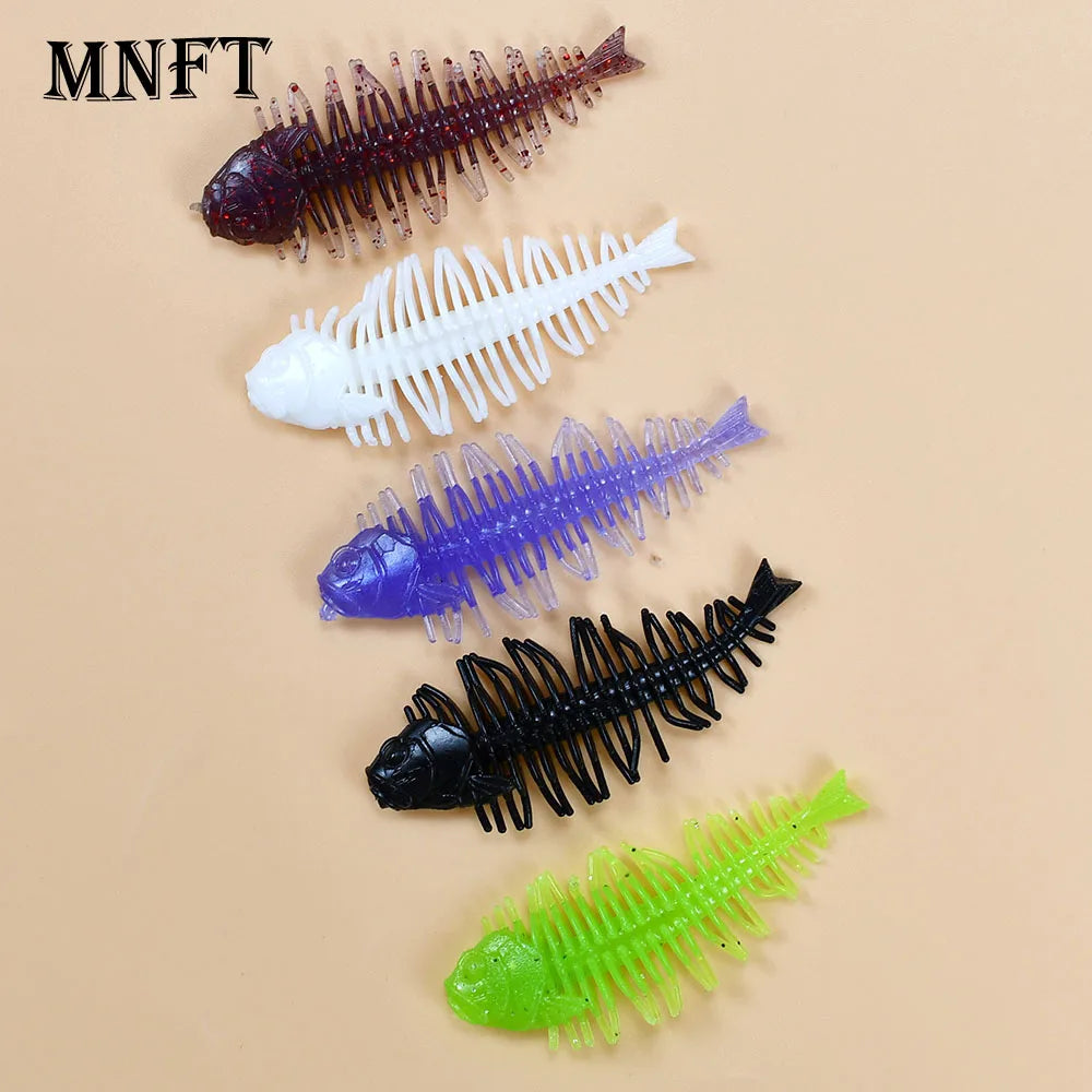Bass Kings 10Pcs Pesca Fish Bone High Elasticity Biomimetic Silicone Soft Shad Fishing Bass Lure