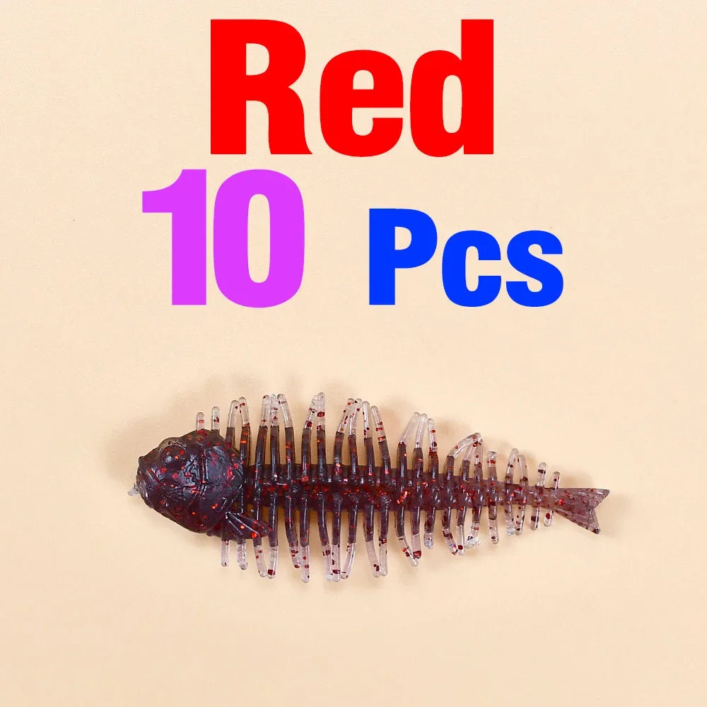 Bass Kings 10Pcs Pesca Fish Bone High Elasticity Biomimetic Silicone Soft Shad Fishing Bass Lure