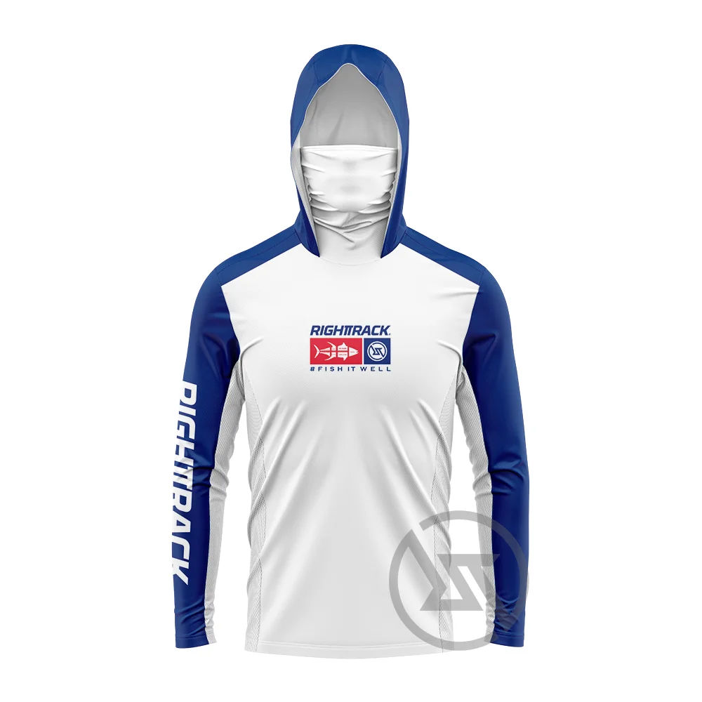 Men’s Saltwater Fishing Shirt Long Sleeve UPF Sun Protection Hoodie with Face Mask